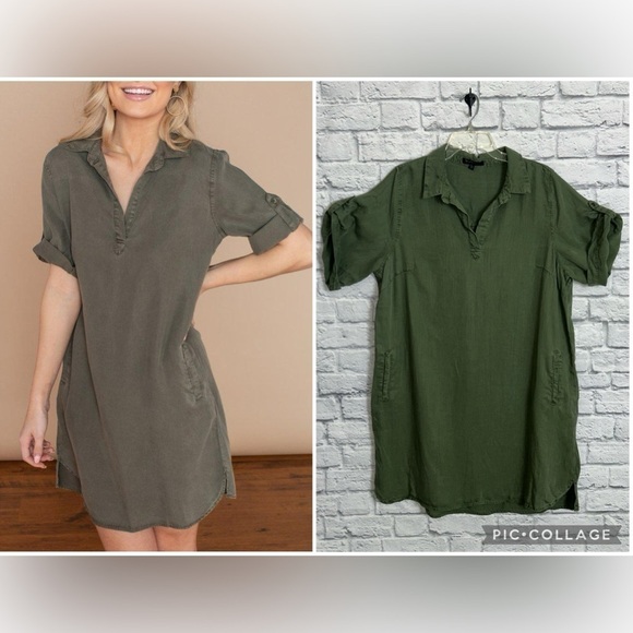 Velvet Heart Olive Green Roll Tab Tunic Dress Plus size 1X - Picture 1 of 16
